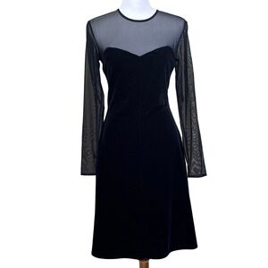 Vintage Niki by Niki Livas Black Velvet Mesh Gothic Party Dress Size 6 USA